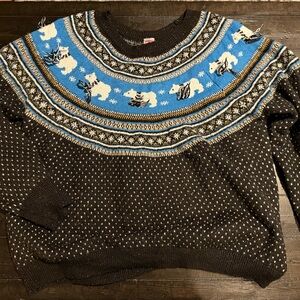 Holiday Time Black and Blue Nordic Sweater